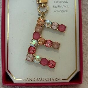NWT! Sparkly Gold and Pink Initial Charm in Gift Box
